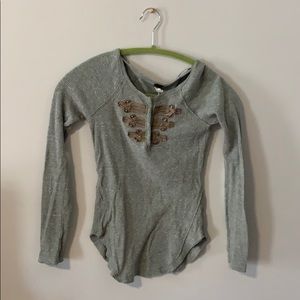 Free People Long Sleeve Waffle Shirt